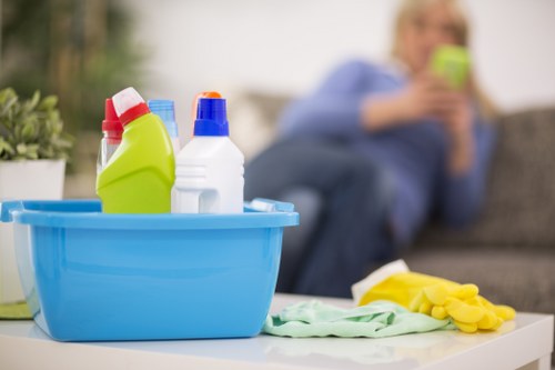 Local cleaners preparing an N7 flat for final inspection